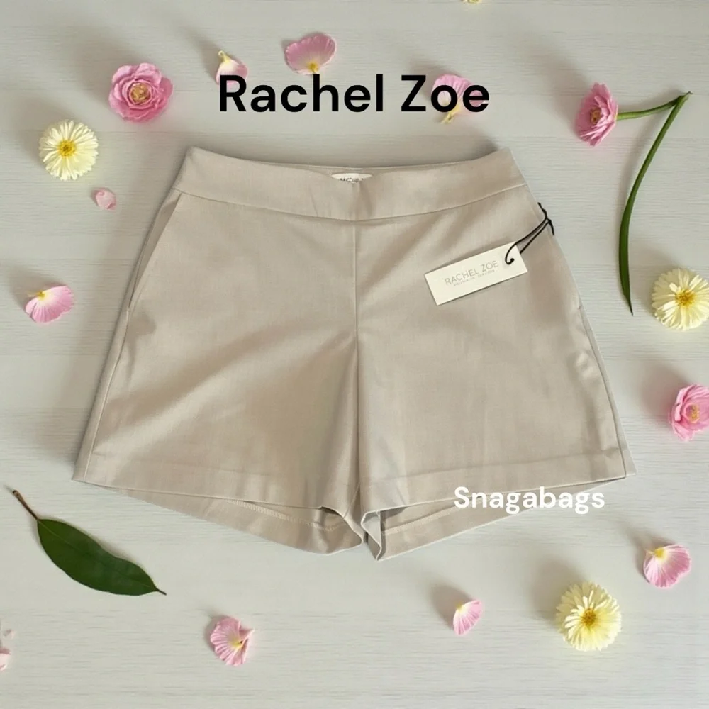Rachel Zoe NWT  High Waist Cream Shorts Size 10 - Picture 2 of 5